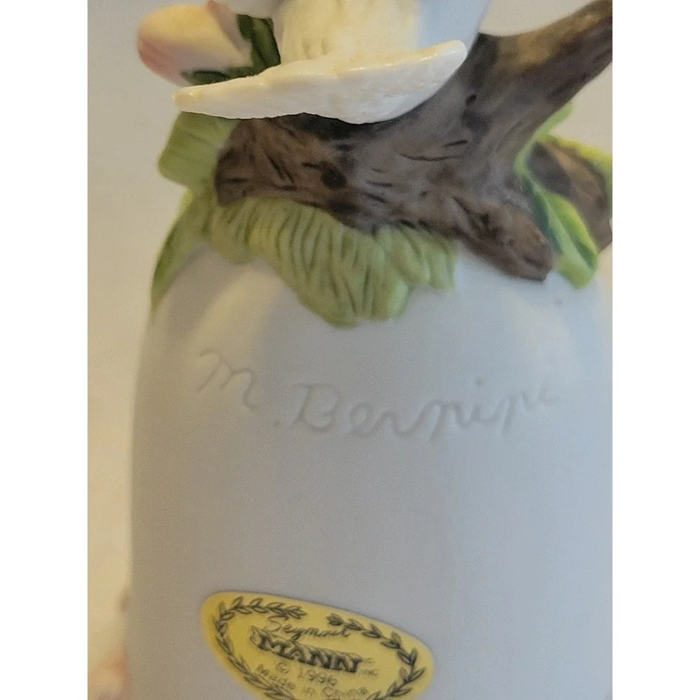 Vintage Seymour Mann Bisque Porcelain Dove Bell Ornament Floral Bird 1996 Decor‎